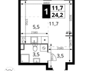 Студия, 24&nbsp;м²