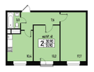 2-к. квартира, 52&nbsp;м²