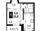 Студия, 24&nbsp;м²