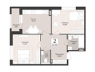 2-к. квартира, 64&nbsp;м²