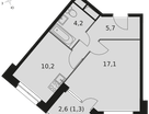 1-к. квартира, 38&nbsp;м²