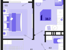 1-к. квартира, 38 м²