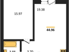 1-к. квартира, 45&nbsp;м²