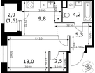 1-к. квартира, 36&nbsp;м²