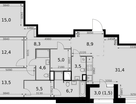 4-к. квартира, 116&nbsp;м²