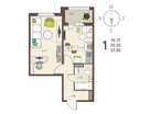 1-к. квартира, 37,3&nbsp;м²