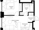 1-к. квартира, 36 м²