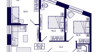 4-к. квартира, 77 м²