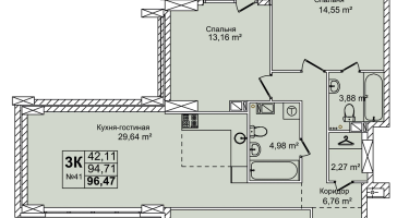 4-к. квартира, 96&nbsp;м²