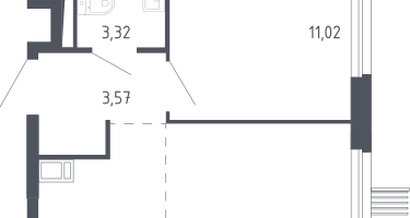 2-комнатная квартира, 33,4&nbsp;м²