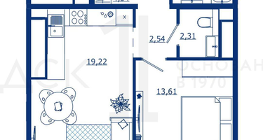 1-к. квартира, 45&nbsp;м²