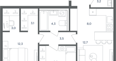 3-к. квартира, 62 м²