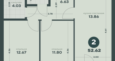 2-к. квартира, 52&nbsp;м²