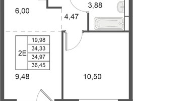 2-к. квартира, 34&nbsp;м²