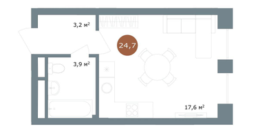 Студия, 25&nbsp;м²