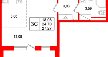 Студия, 24 м²