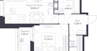 Студия, 41 м²