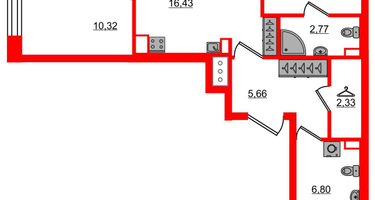 2-к. квартира, 59 м²