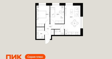 2-к. квартира, 53&nbsp;м²