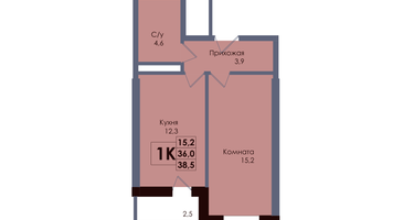 1-к. квартира, 37 м²
