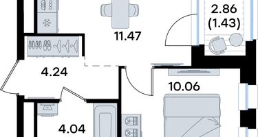 1-к. квартира, 31&nbsp;м²