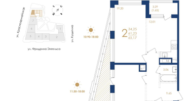 2-к. квартира, 63&nbsp;м²