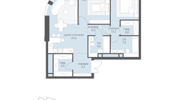 2-к. квартира, 87 м²
