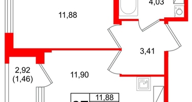 1-к. квартира, 32&nbsp;м²