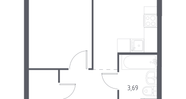 1-к. квартира, 34&nbsp;м²