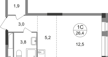 Студия, 26&nbsp;м²