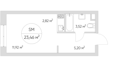 Студия, 23&nbsp;м²