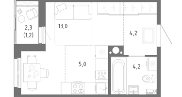 Студия, 27&nbsp;м²