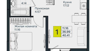 1-к. квартира, 39 м²