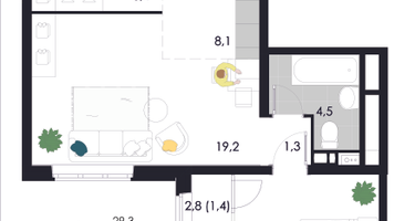 2-к. квартира, 50&nbsp;м²