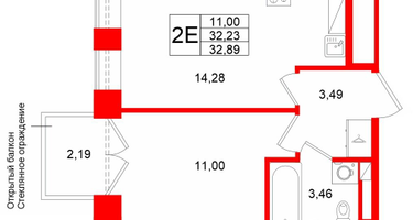 1-к. квартира, 32&nbsp;м²