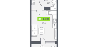 1-к. квартира, 24&nbsp;м²