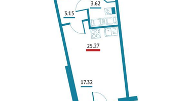 Студия, 25&nbsp;м²