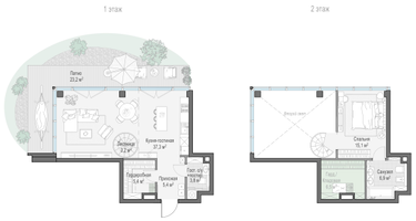 1-к. квартира, 77 м²