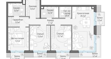 3-к. квартира, 103&nbsp;м²