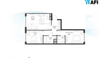 3-к. квартира, 64 м²