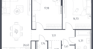 Студия, 77&nbsp;м²
