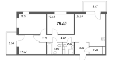 Студия, 78&nbsp;м²