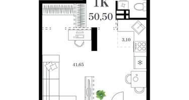 1-к. квартира, 50 м²