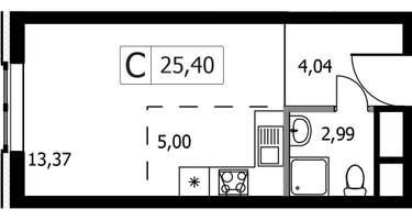 Студия, 25&nbsp;м²