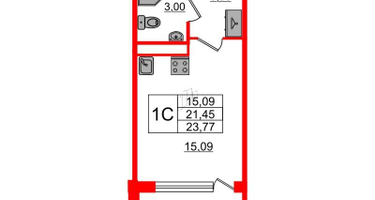 Студия, 21 м²