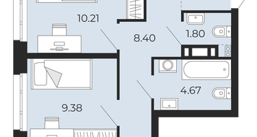 3-к. квартира, 67&nbsp;м²