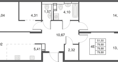 4-комнатная квартира, 79&nbsp;м²