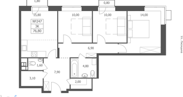 3-к. квартира, 76&nbsp;м²