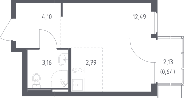 Студия, 23&nbsp;м²