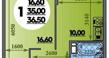 1-к. квартира, 36 м²